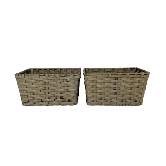 SET OF 2 BASKETS WITH LINER Woven Rattan/Whicker over metal Like new - Picture 8 of 11